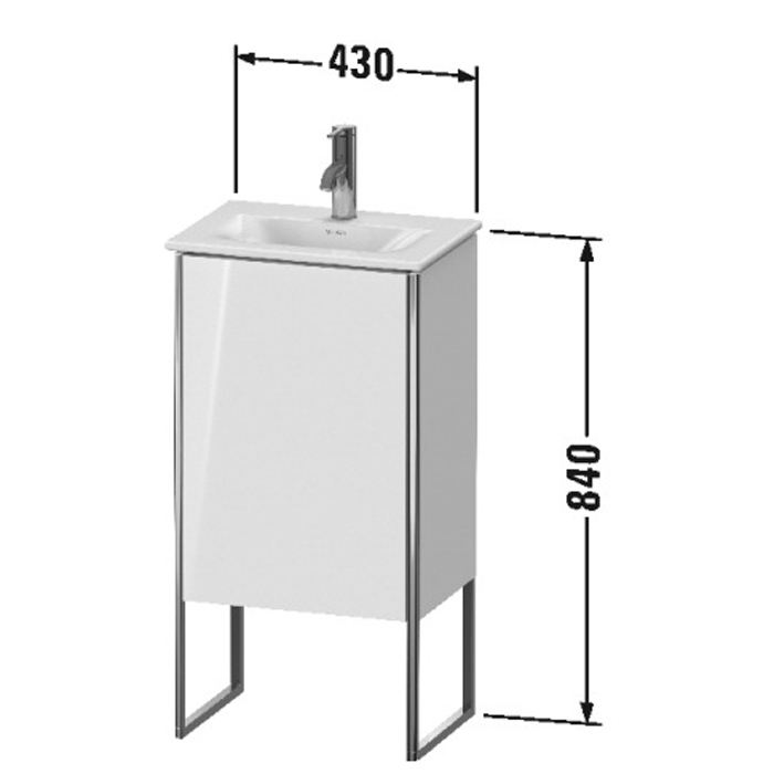 Duravit XSquare База напольная 43x30.8x84см с раковиной, 1 дверца, петли справа, цвет: глянцевый белый