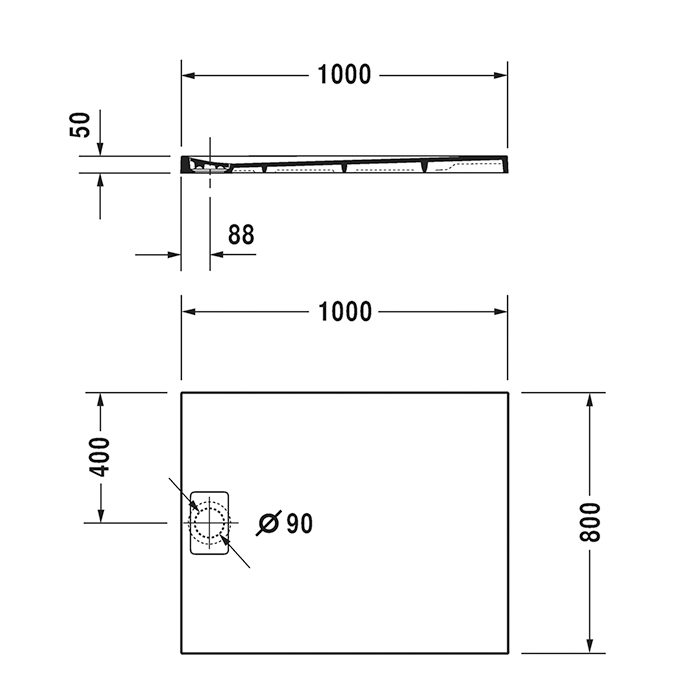 Duravit Stonetto Поддон для душа прямоугольный 100х80х5см., DuraSolid® Q, цвет: Антрацит