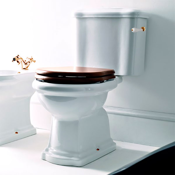 Kerasan Retro Унитаз 72х38.5см., моноблок, слив в стену, ручка смыва справа, цвет: белый/золото