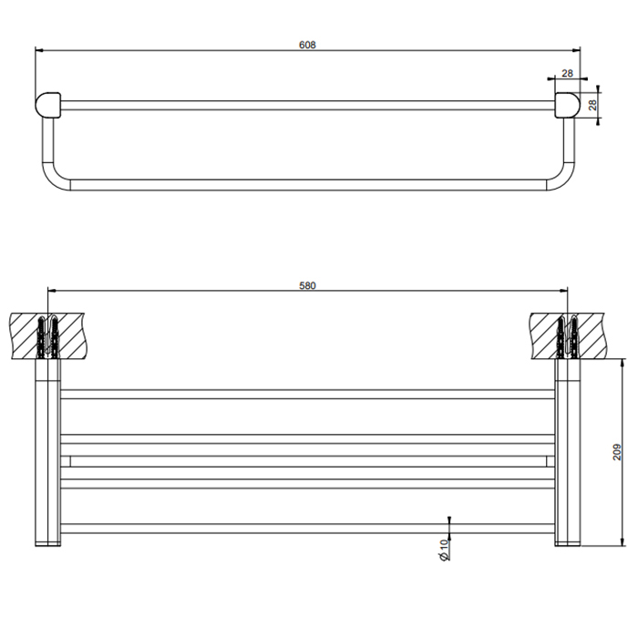 Gessi Rilievo Полка с полотенцедержателем, 60 см, цвет: Brass Br. PVD