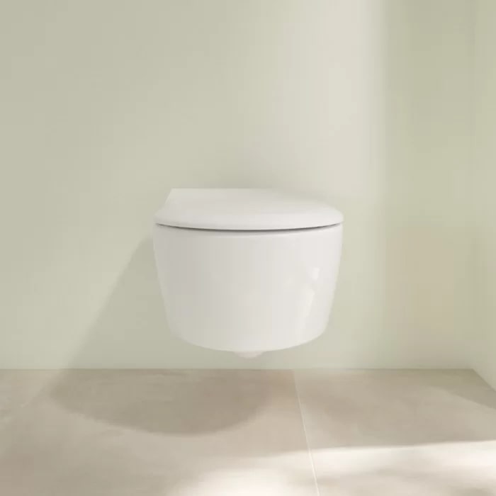 Villeroy&Boch Avento Унитаз 37х53х31см.,подвесной, безободковый, в комплекте сиденье SlimSeat с микролифтом, цвет: альпийский белый