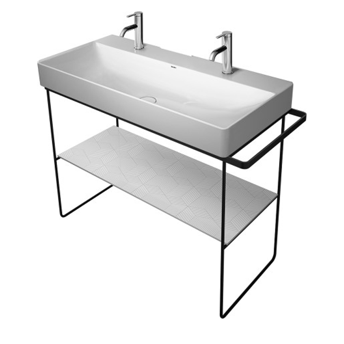 Duravit DuraSquare Металлическая консоль напольная 106.5х45.1см, с раковиной на 2 отв., 235310 и полкой , высота регул.+5см, п/д левый/правый хром