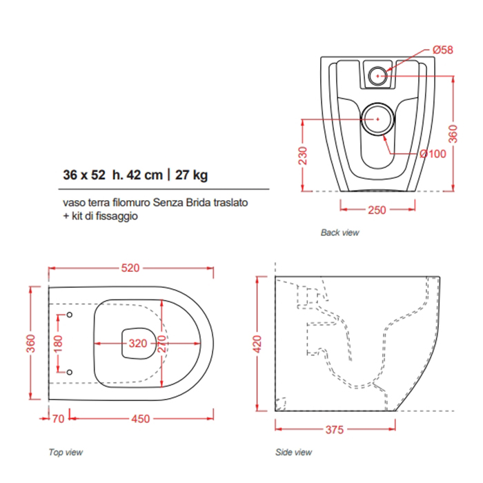 Artceram Monet Унитаз напольный 36х52см., приставной Rimless, цвет: белый матовый