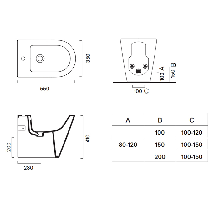 Catalano Zero Биде напольное 55х35см, с 1 отв. под смеситель, цвет белый глянцевый