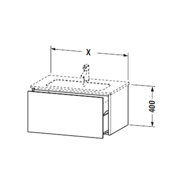 Duravit XSquare Тумба подвесная, 101х47.8х40см, с раковиной, с 1 выдв ящик, цвет: белый глянц