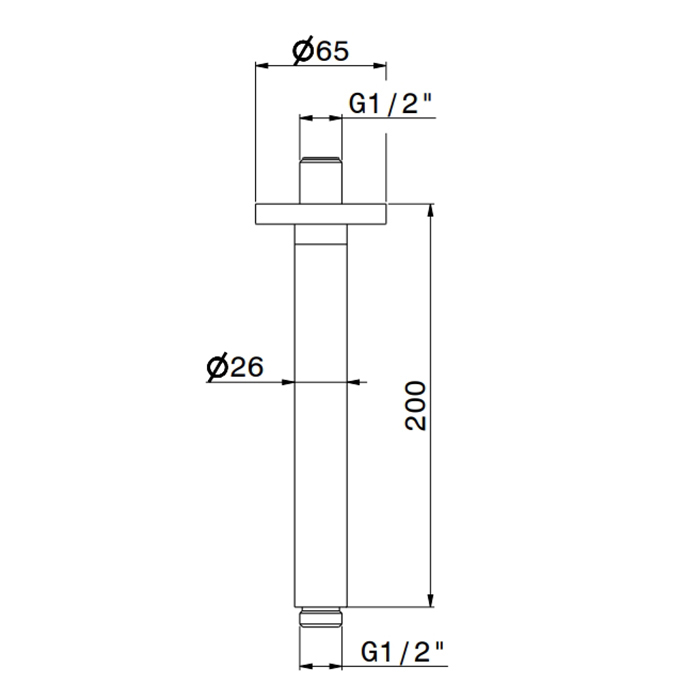 Newform XT Кронштейн для верхнего душа, потолочный., L=20см, G1/2" , цвет: хром