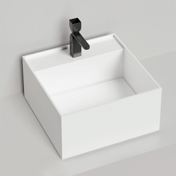 Salini Armonia Square Top 02 Раковина 45x45x25см., без отв., накладная, S-Sense, цвет: белый глянцевый