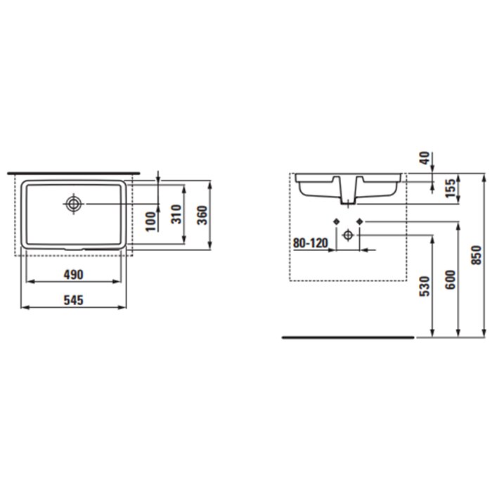 Laufen Living City Раковина 49х31х15.5 см, без отв., цвет: белый