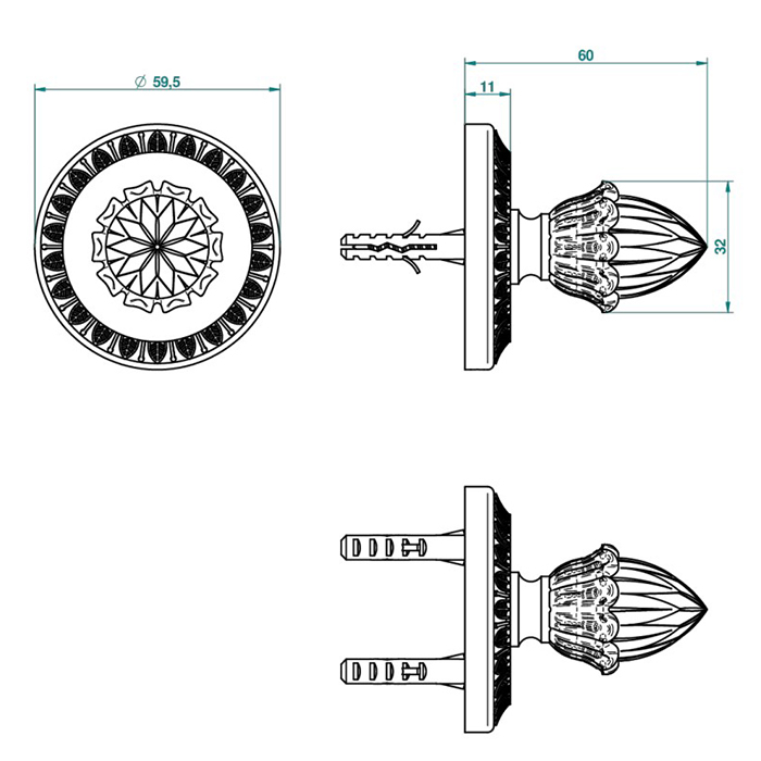 THG Malmaison Metal Крючок одинарный, подвесной, цвет: Soft matt gold