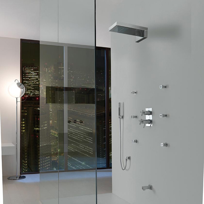 Bossini Cube Душевой гарнитур: лейка для душа с держателем и шлангом 150см., цвет: хром