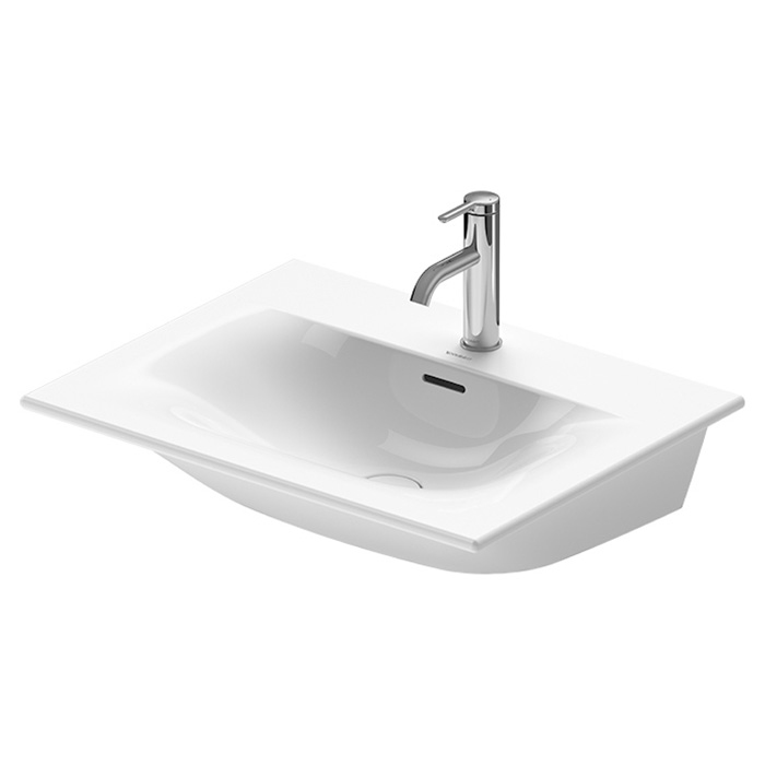 Duravit Happy D.2 Plus Раковина подвесная, 63х49см., с 2 отв., выпуск с керамической крышкой, с переливом, цвет: белый