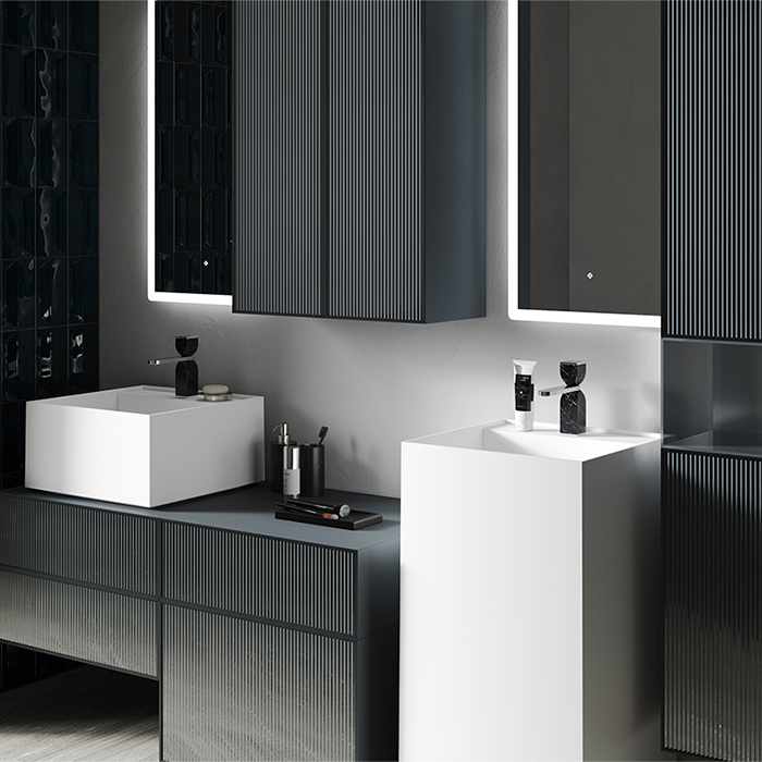 Salini Armonia Зеркало для ванны 45х158.5х2.5см., фоновая и фронтальная подсветка 3в1, сенсорный выключатель, крепления, без подогрева