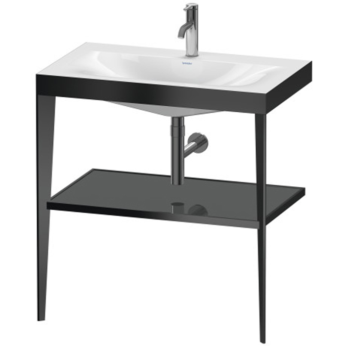 Duravit XViu Консоль напольная, 80x48x85см с полкой, с раковиной без перелива, 1 отв., цвет: black matt/flannel grey high gloss lacquer