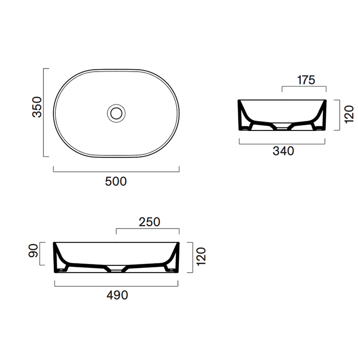 Catalano Zero Раковина накладная, без перелива 50x35хh12см, цвет: белый глянцевый