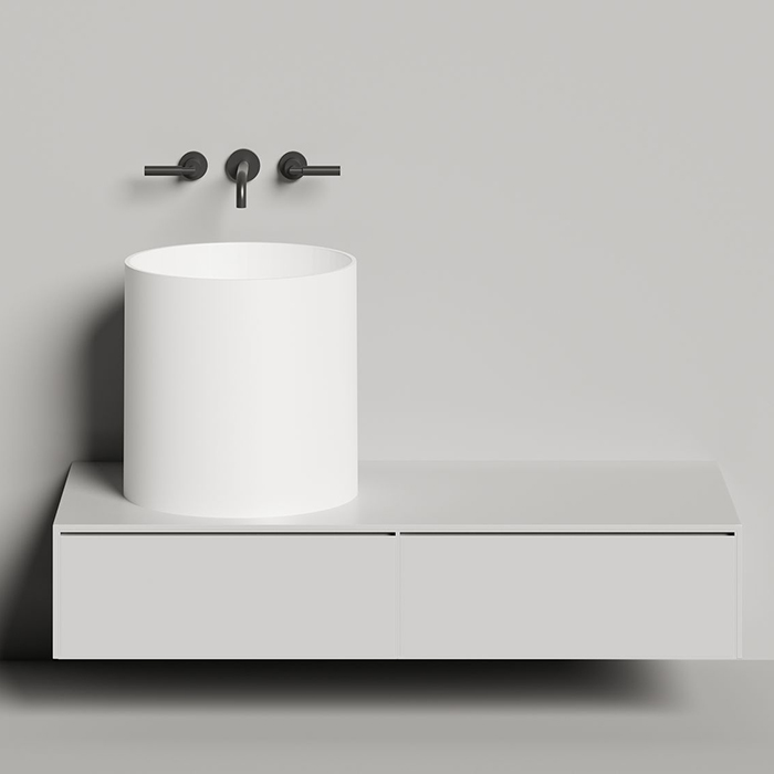 Salini Armonia Round 03 Раковина накладная 45х45х45cм., без отв., мат-л: S-Stone, цвет: белый матовый