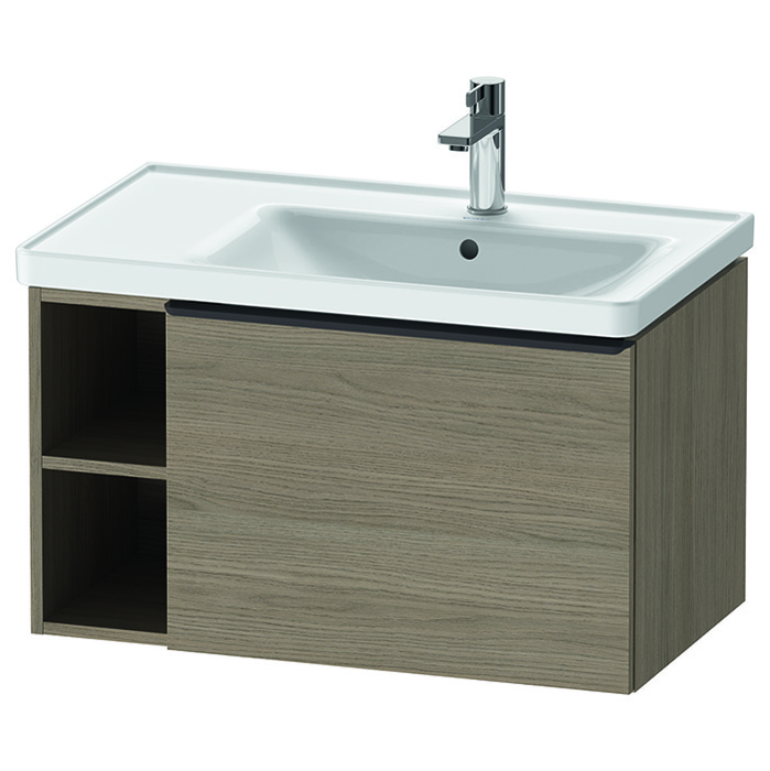 Duravit D-Neo Тумба с раковиной, 78.4х45.2х44см., с 1 отв., 1 ящиком, полки слева, подвесная, цвет: дуб терра