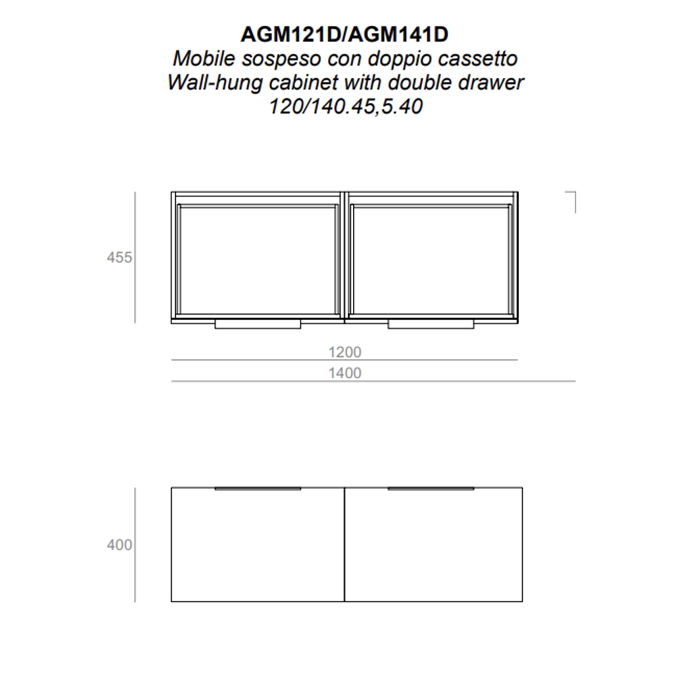 SIMAS AGILE Тумба подвесная 120x46xh40 см, для раковины AG121D.., 1 ящик, ручка матовый хром, цвет: ROCCIA