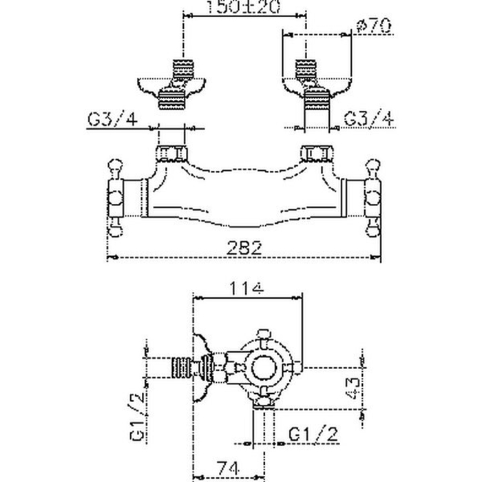 HUBER Victorian Смеситель для душа, термостатический, настенный, цвет: никель матовый