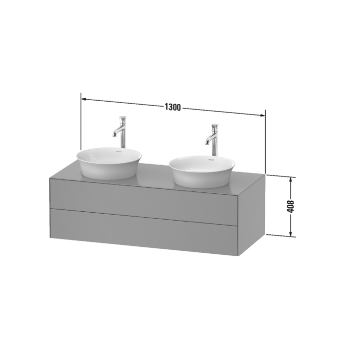 Duravit White Tulip Тумбочка подвесная 130x55х40.8см., 2 раковины, 2 ящика, цвет: белый высокоглянцевый