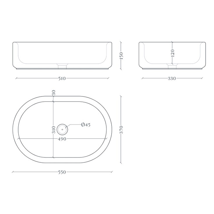 Artceram Wonder Раковина накладная 55х37см., без отв., покр SANIGLAZE, цвет: белый 