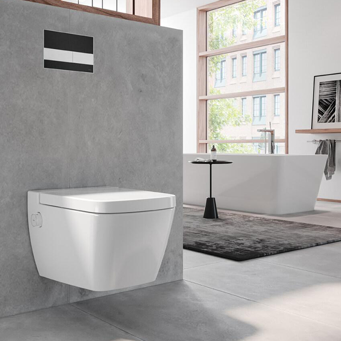 TECEone Унитаз-биде 54х35см, подвесной, безободковый, смыв Tornado, сиденье, цвет: белый