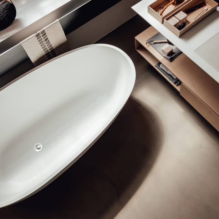 Agape Spoon Ванна отдельностоящая 160х85хh48 см, с переливом, материал: Cristalplant®, цвет: белый матовый
