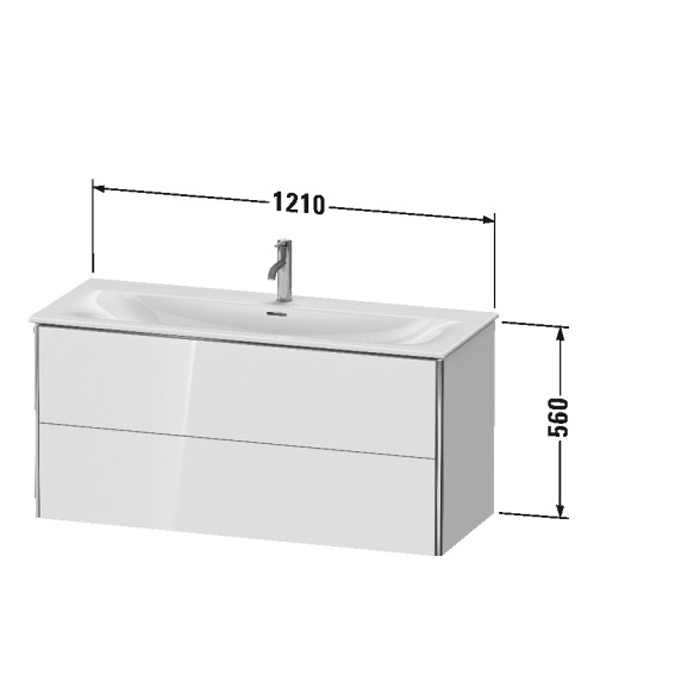 Duravit XSquare База подвесная 121x47.8x56см с раковиной, 2 яшика, цвет: глянцевый белый