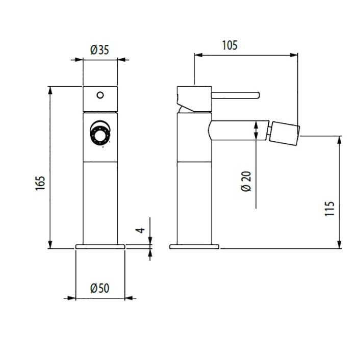 Bossini Inox Однорычажный Смеситель для биде на 1 отв., из нержавеющей стали без донного клапана, цвет: глянцевая сталь