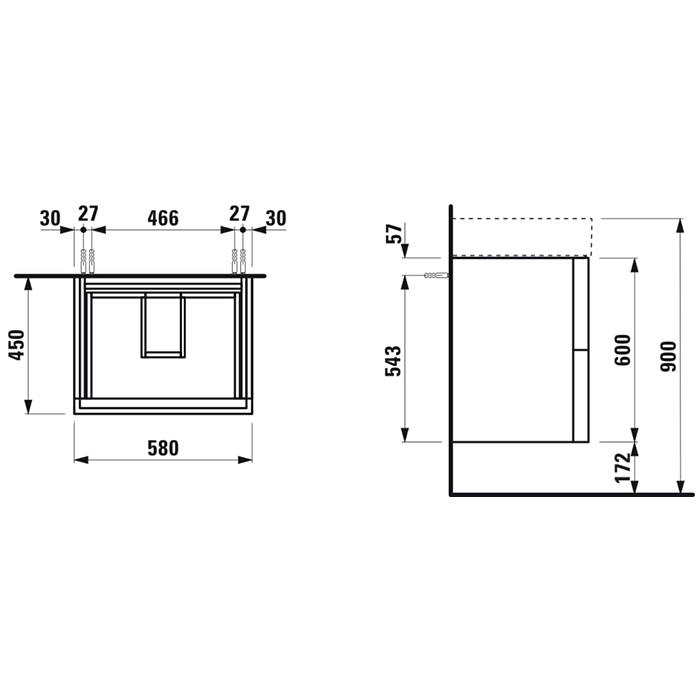Laufen Kartell Раковина 600х460х120мм с 1 отв. под смеситель, цвет: белый