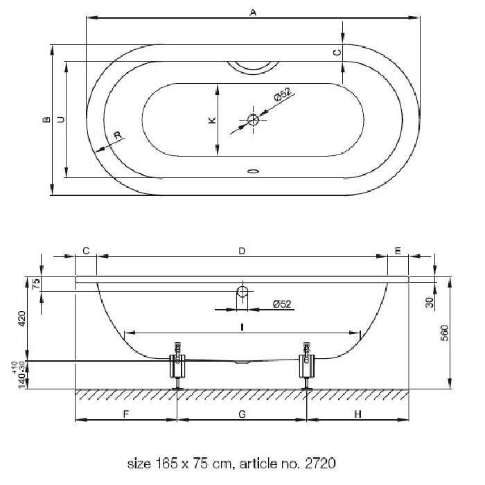 Bette Starlet Oval Ванна 165х75х42см., встраиваемая, BetteGlasur® Plus, с шумоизоляцией, цвет: белый