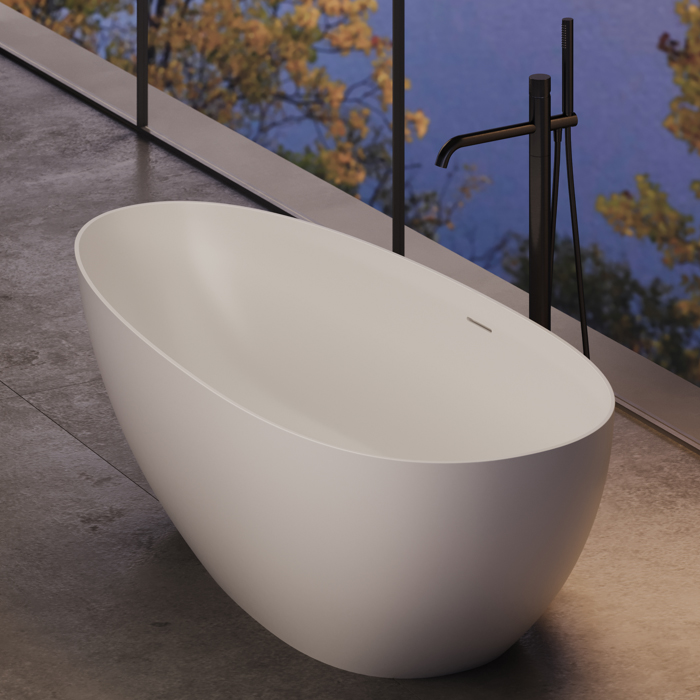 Dea Design Edge Ванна 130x76x56см., отдельностоящая, Solid Surface, цвет: White №18