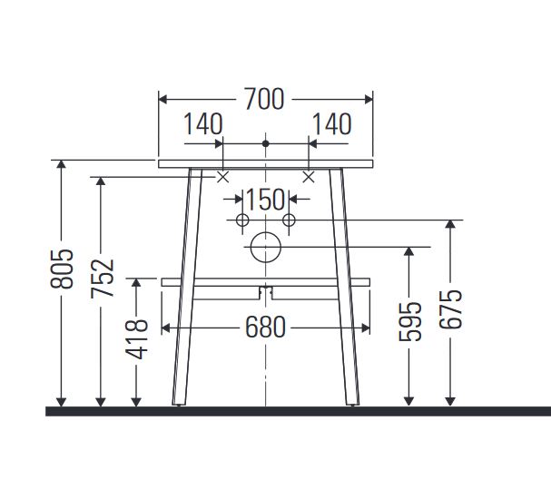 Duravit Cape Cod Консоль 80.5x70x48см напольная с раковиной, с 1 отв. под смеситель, с 1 полкой, цвет: белый глянцевый