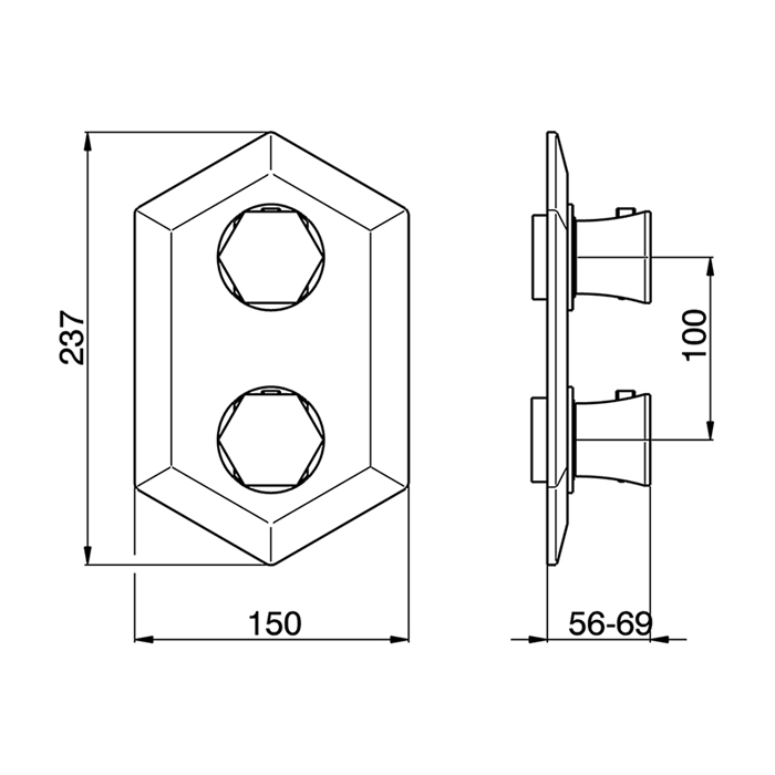 Cisal Cherie Смеситель для душа, встраиваемый, термостатический, внешняя часть, на 3 источника, цвет: Oro Rosa