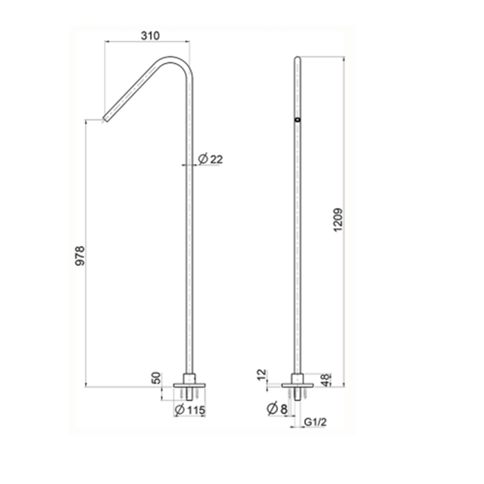 Cisal Xion Излив напольный 93см, цвет: нержавеющая сталь