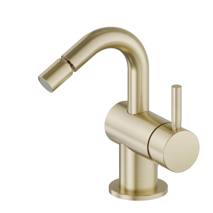 Newform Blink Смеситель для биде, 1 отв., с донным клапаном, цвет: PVD brushed pale gold