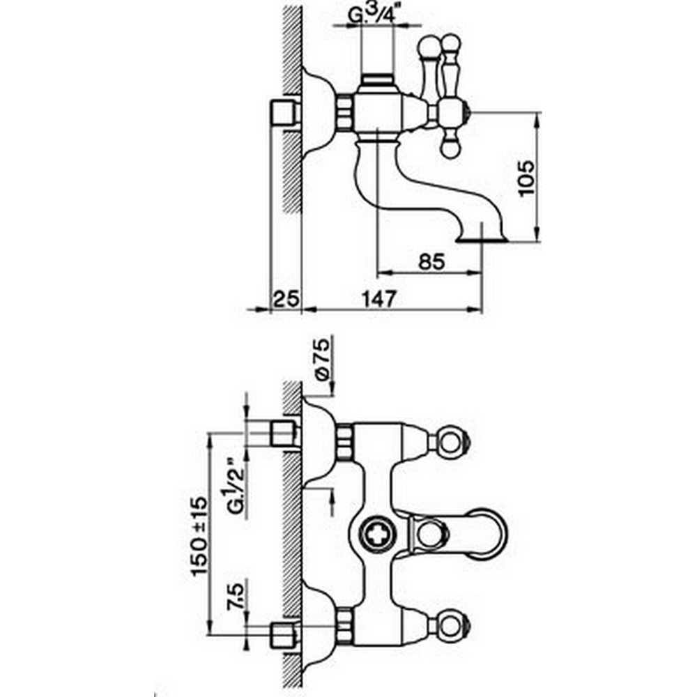 CISAL Arcana America Смеситель для ванны без душевого комплекта, цвет: хром