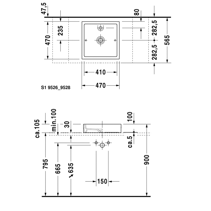  Duravit Starck 1 Раковина 47x47 см, 1 отв., цвет: белый