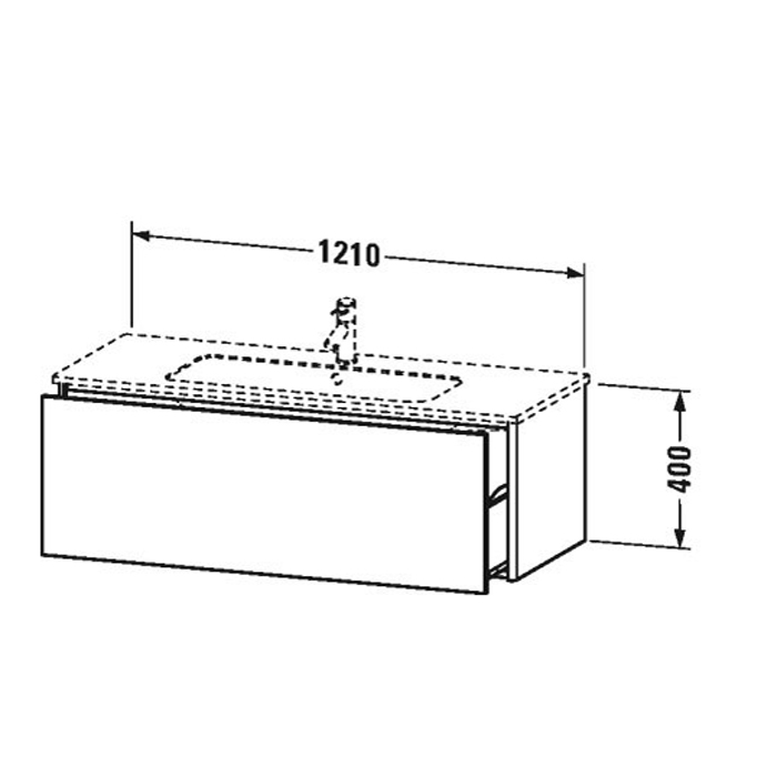 Duravit XSquare Тумба подвесная, 121х47.8х40см, с раковиной, с 1 выдв ящик, цвет: белый глянц