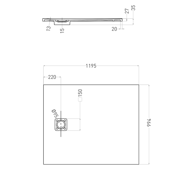 Salini Oasi Душевой поддон 120х100см, с сифоном, S-Stone, цвет белый матовый