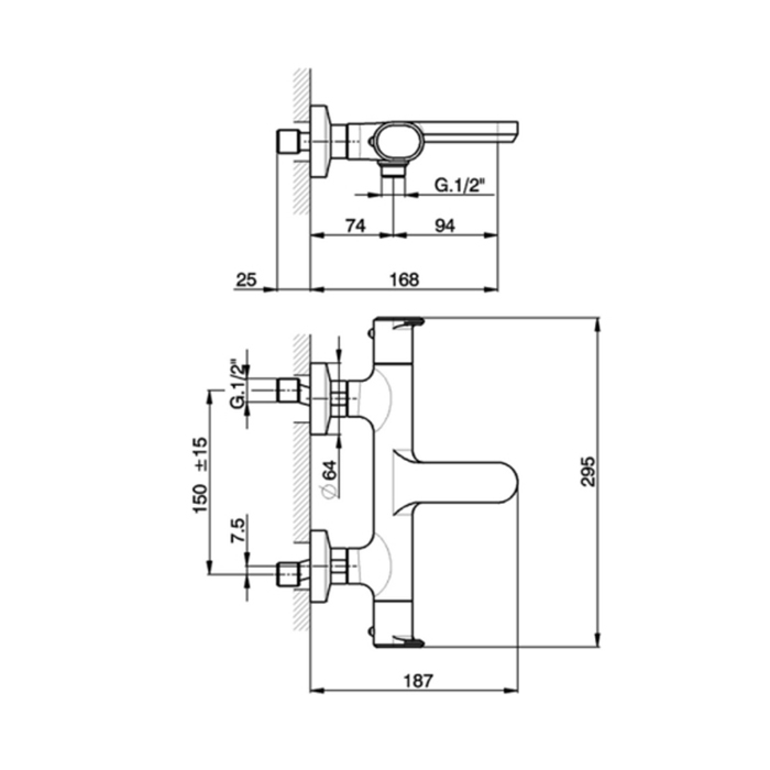 Cisal LineaViva Смеситель для ванны, термостатический, цвет: черный матовый