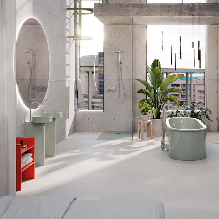 BETTE Suno Pedestal Раковина напольная 34x84cм, с 1 отв., цвет: Salvia