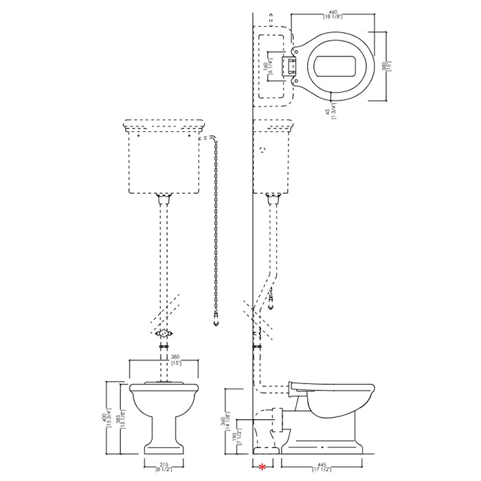 Devon&Devon Etoile, Унитаз 50х30см, с высоким бачком, фурнитура хром