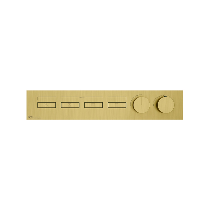 Gessi Hi-Fi Смеситель для душа, встраиваемый, термостатический, с включением до 4 источников одновременно (внешняя часть), цвет: Gold brushed Pvd