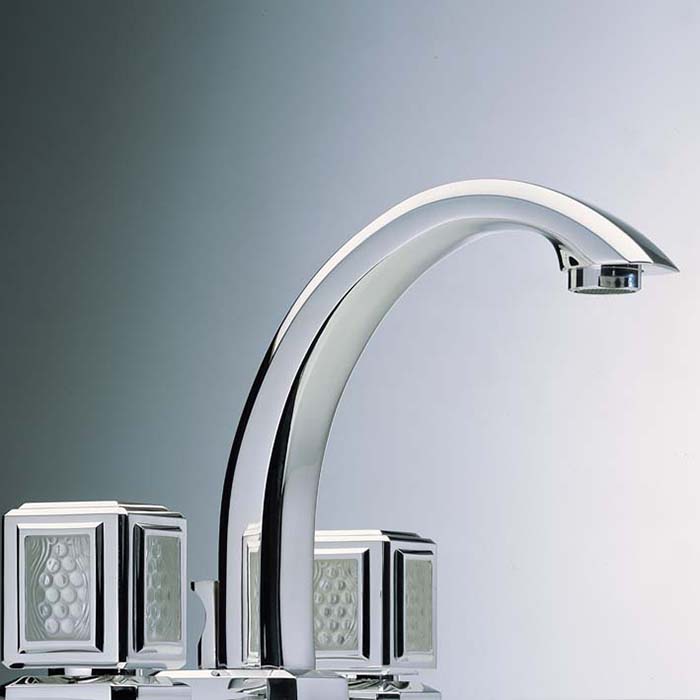 THG Metropolis cristal clair Смеситель для раковины, 3 отв., цвет: хром/прозрачный хрусталь