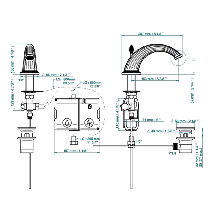 THG Malmaison Metal Излив для раковины, цвет: Хром/золото