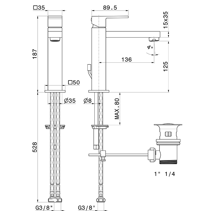 Newform Ergo Q Смеситель для раковины, 1 отв., с донным клапаном Xl, цвет: черный матовый