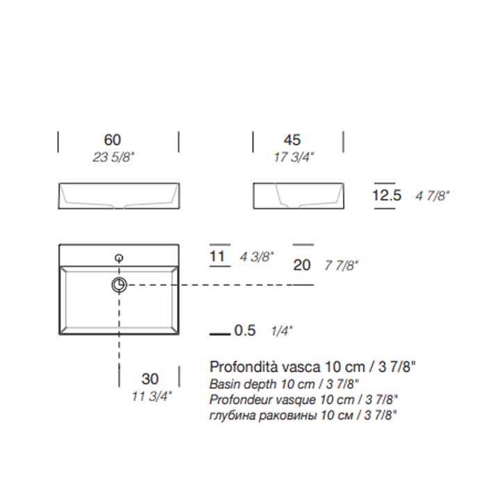 NOORTH milldue edition Раковина 60х45х12.5 см, 1 отв., накладная, цвет: белый