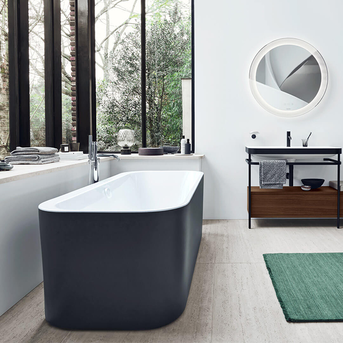 Duravit Happy D.2 Plus Ванна акриловая 180х80см, отдельностоящая, бесшовная панель, слив-перелив, цвет: graphite supermatt