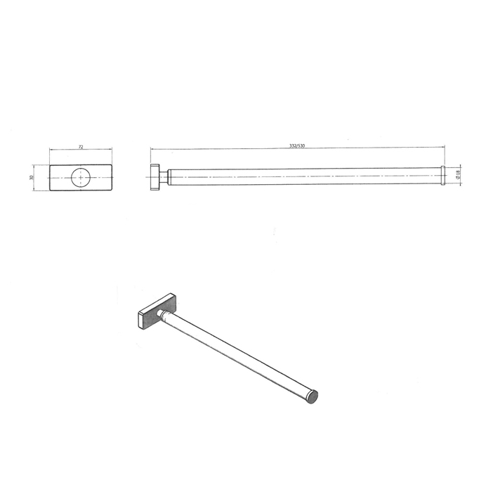 Decor Walther DW 730 Полотенцедержатель 53см, подвесной, цвет: хром