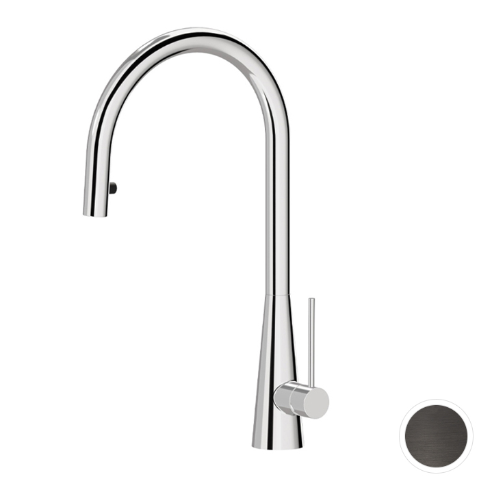 Newform Ycon Смеситель для кухни, 1 отв., с выдвижным изливом, цвет: PVD Brushed gun metal